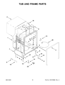 Tub And Frame Parts Diagram and Parts List for ADB1400AMW1  Amana Dishwasher