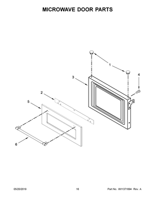 Microwave Door Parts Diagram and Parts List for MMW9730FZ05  Maytag Microwave Oven Combo