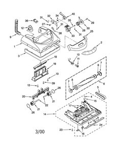 Nozzle Diagram and Parts List for 11630012000  Kenmore Upright Vacuum