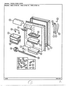 Fresh Food Door Diagram and Parts List for 21163-0A  Admiral Refrigerator