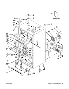 Cabinet Parts Diagram and Parts List for JFX2597AEP3  Jenn-Air Refrigerator