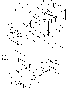 Oven Door And Storage Drawer Diagram and Parts List for ART6110E-P1143449NE  Amana Range