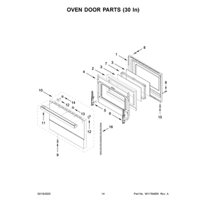 Oven Door Parts (30 In) Diagram and Parts List for JPIGC748RM00  Jenn-Air Range