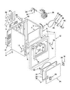 Cabinet Parts Diagram and Parts List for 4KMED5700TQ1  Maytag Dryer