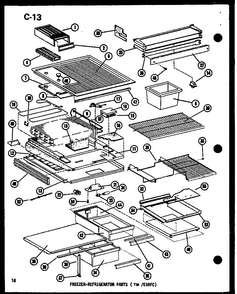Freezer-refrigerator Parts Diagram and Parts List for TM14F-A-P75658-2WA  Amana Refrigerator