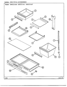 Shelves And Accessories Diagram and Parts List for HMG-231667  Admiral Refrigerator