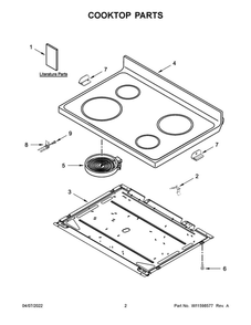 Cooktop Parts Diagram and Parts List for YAER6303MFW5  Amana Range