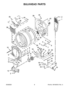 Bulkhead Parts Diagram and Parts List for MGD8630HC3  Maytag Dryer