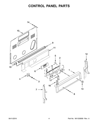 Control Panel Parts Diagram and Parts List for YMER8800HK0  Maytag Range