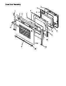 Oven Door Assembly Diagram and Parts List for CC13W P1155203S Amana Range