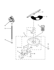 Pump, Washarm And Motor Parts Diagram and Parts List for ADB1400PYB5  Amana Dishwasher