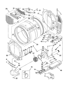 Bulkhead Parts Diagram and Parts List for NED7300WW0  Amana Dryer