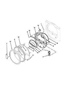 Door Parts Diagram and Parts List for MDE25PRAYW1  Maytag Dryer