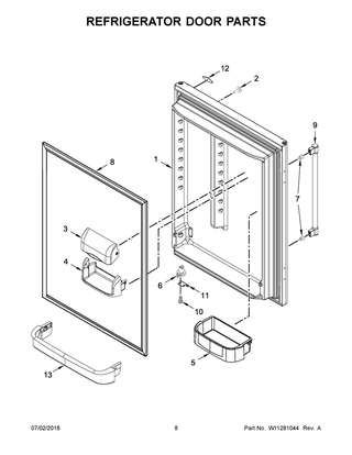Refrigerator Door Parts Diagram and Parts List for MBF1958FEZ02  Maytag Refrigerator
