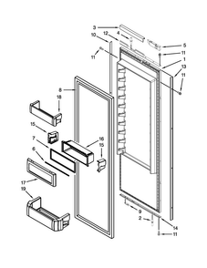 Refrigerator Door Parts Diagram and Parts List for JS42NXFXDW10  Jenn-Air Refrigerator