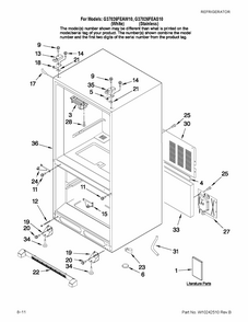 Cabinet Parts Diagram and Parts List for G37026FEAW10  Maytag Refrigerator