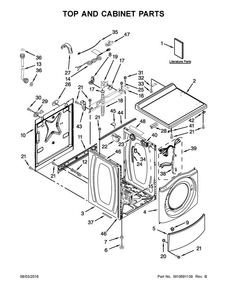 Top And Cabinet Parts Diagram and Parts List for MHN33PDCGW0  Maytag Washer