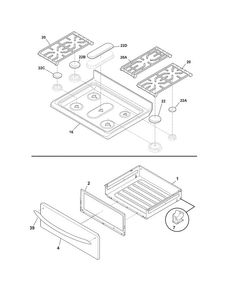Top/drawer Diagram and Parts List for CRG3490LSE  Crosley Range