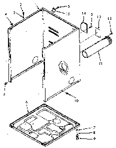 Cabinet, Exhaust Duct And Base Diagram and Parts List for NE6613L43828  Speed Queen Dryer