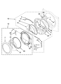 Door Parts Diagram and Parts List for MGDE900VJ1  Maytag Dryer