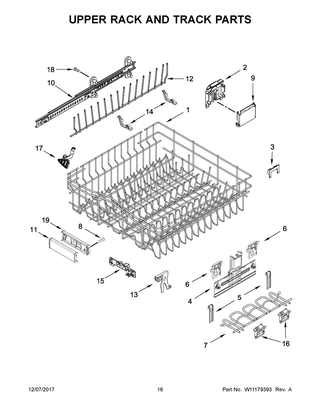 Upper Rack And Track Parts Diagram and Parts List for JDTSS244GP0  Maytag Dishwasher