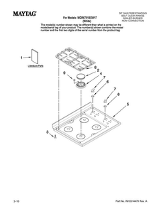 Cooktop Parts Diagram and Parts List for MGR6751BDW17  Maytag Range