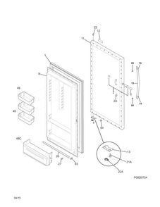 Door Diagram and Parts List for CFUFH17QWA  Crosley Freezer