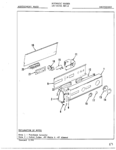 Backguard Diagram and Parts List for 6835A REV E Norge Washer