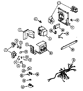 Internal Controls Diagram and Parts List for M457B  Jenn-Air Microwave