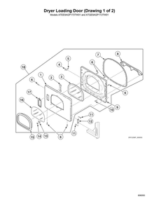 Dryer Loading Door 1 Diagram and Parts List for ATGE9ASP115TW01  Speed Queen Washer Dryer Combo
