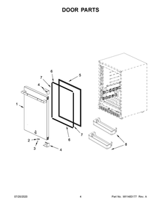 Door Parts Diagram and Parts List for JURFL242HL01  Maytag Wine and Beverage Cooler