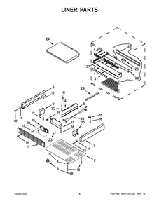 Liner Parts Diagram and Parts List for JUDFP242HX00  Maytag Wine and Beverage Cooler