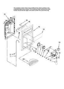 Dispenser Front Parts Diagram and Parts List for AC2225GEKS14  Amana Refrigerator