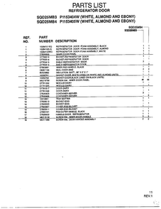 Refrigerator Door Page 2 Diagram and Parts List for SQD25MB3  Amana Refrigerator