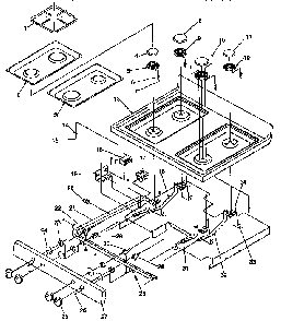 Main Top Diagram and Parts List for ARG7600L-P1141298NL  Amana Range