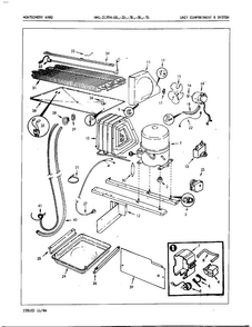 Unit Compartment And System Diagram and Parts List for 21954A  Admiral Refrigerator