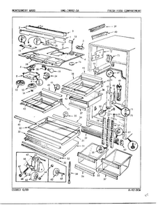 Fresh Food Compartment Diagram and Parts List for 19992A  Admiral Refrigerator