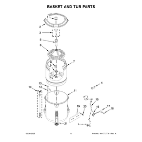 Basket And Tub Parts Diagram and Parts List for 4KNTW3200JW2  Amana Washer