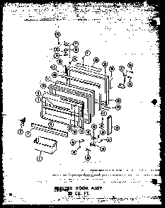 Freezer Door Assy 23 Cu. Ft. Diagram and Parts List for T16W-P60303-53W  Amana Refrigerator
