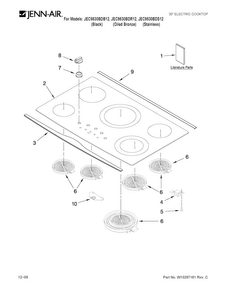 Cooktop Parts Diagram and Parts List for JEC9530BDB12  Jenn-Air Cooktop