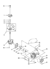 Brake, Clutch, Gearcase, Motor And Pump Parts Diagram and Parts List for 3RMTW4905TW1  Maytag Washer