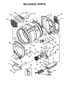 Bulkhead Parts Diagram and Parts List for 4KMEDX505BW1  Maytag Dryer