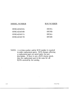 Contents Page Diagram and Parts List for 62143-0A  Admiral Refrigerator