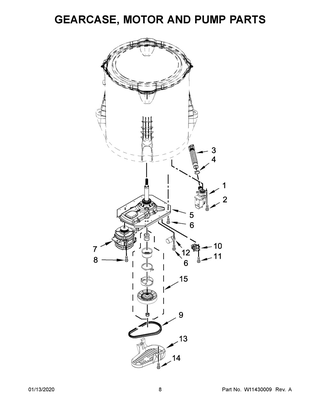 Gearcase, Motor And Pump Parts Diagram and Parts List for MVWP576KW0  Maytag Washer