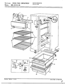 Fresh Food Compartment Diagram and Parts List for 21314-0A  Admiral Refrigerator