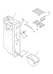 Freezer Liner Parts Diagram and Parts List for ASD2522VRB01  Amana Refrigerator