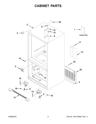 Part Location Diagram of W11296634 Whirlpool Use And Care Guide