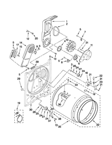 Bulkhead Parts Diagram and Parts List for CED126SXQ0  Crosley Dryer