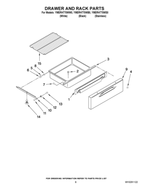 05 - DRAWER AND RACK PARTS Diagram and Parts List for YMERH770WS0  Maytag Range
