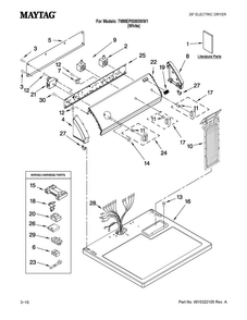 Top And Console Parts Diagram and Parts List for 7MMEP0080WW1  Maytag Dryer